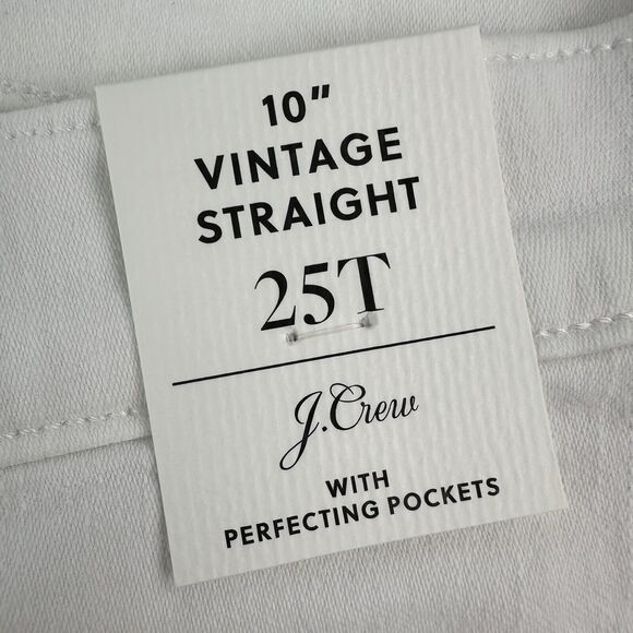 J Crew Womens 25 TALL Jeans 10” Vintage Straight Leg Denim White Cropped $110 - Picture 8 of 10